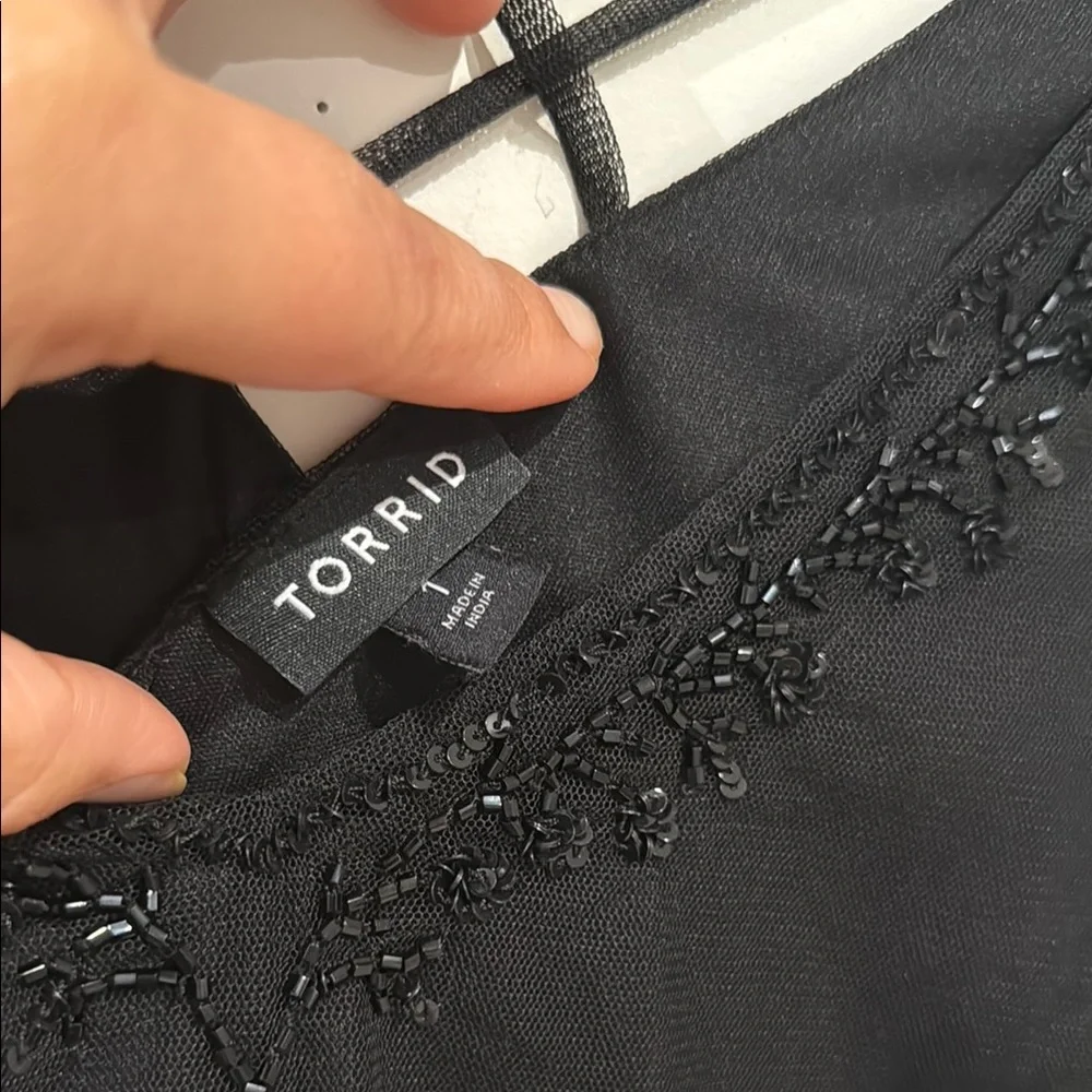 Torrid Black Mesh V-Neck Top - Picture 7 of 7